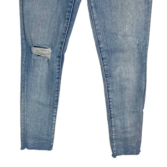 Aritzia Denim Forum The Nico Cropped Mid Rise Jeans Skinny Raw Hem Ripped Sz 24 - Picture 7 of 16